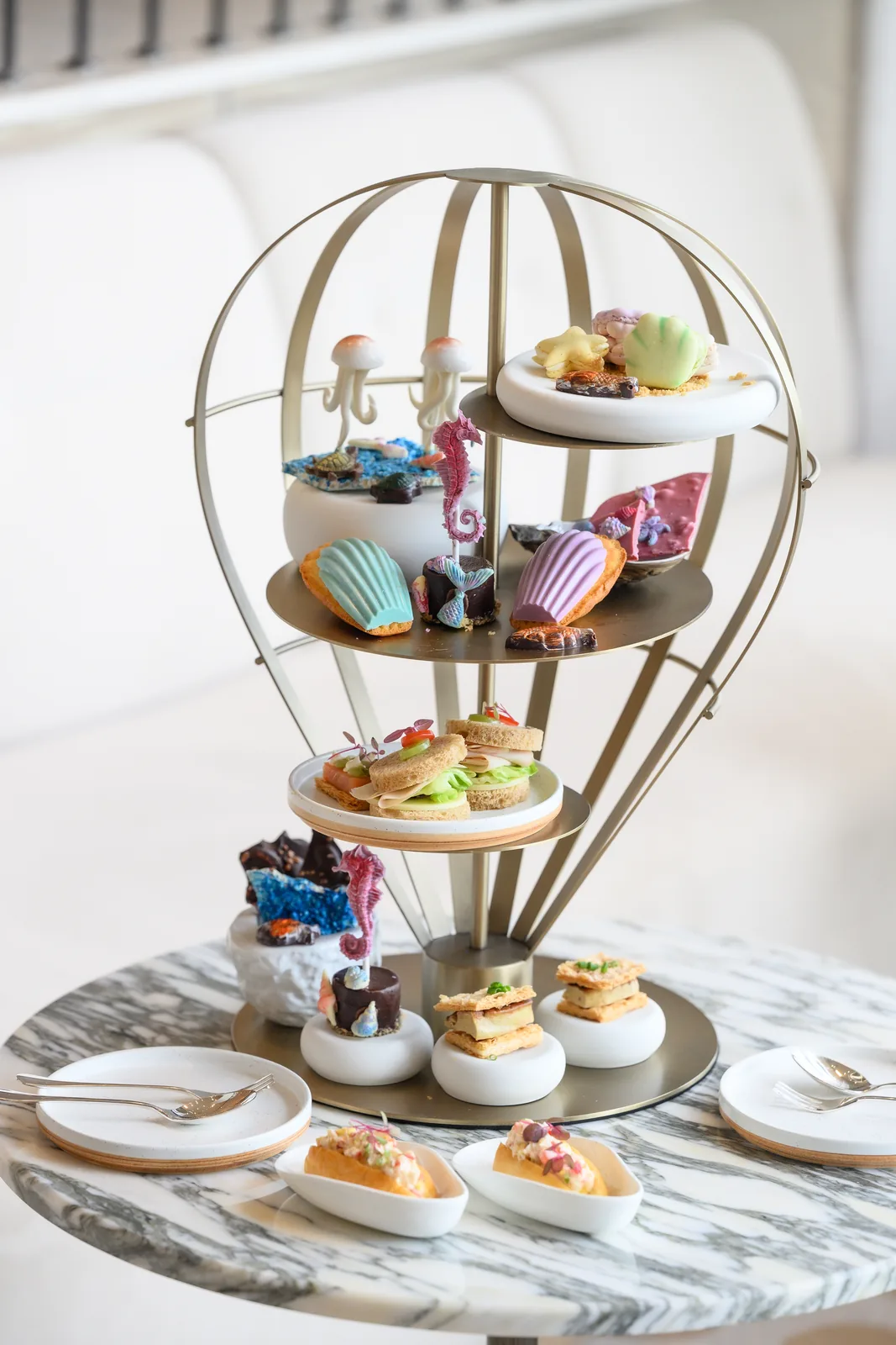 The Sea Soul Afternoon Tea on its tiered stand